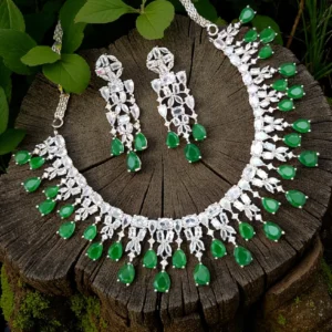 American Diamond Green Necklace Set SN-340