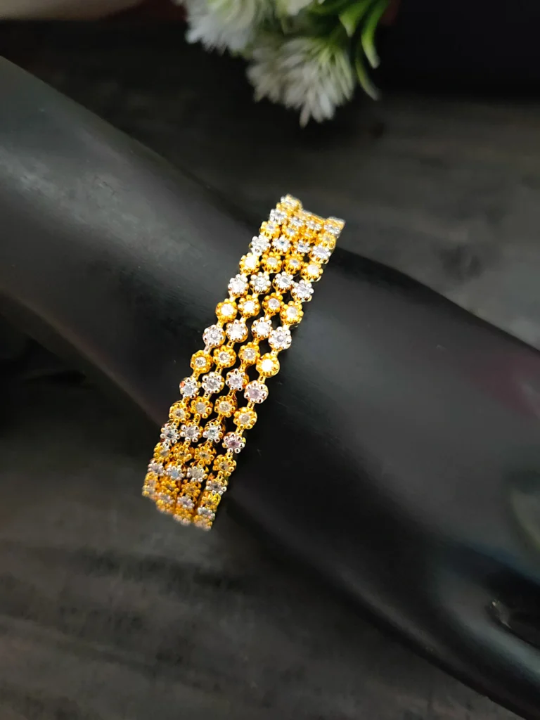 Gold & Silver 4 Pic Cubic Zircon Bangles SN-335
