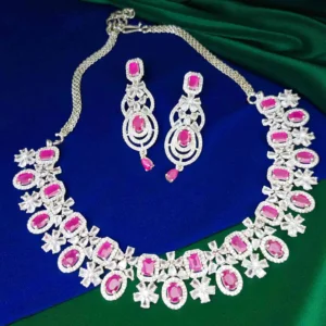 Sonamone Dark Red Cubic Zircon Necklace Set SN-320