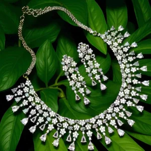 Rhodium Plated White Cubic Zircon Necklace Set SN-295