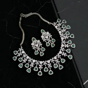 Rhodium Plated Cubic Zircon Antique Design Necklace Set SN-290