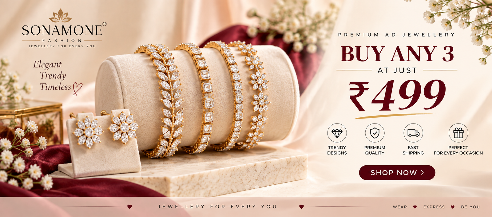 Sonamone Fashion bangles offer at 499 rupees