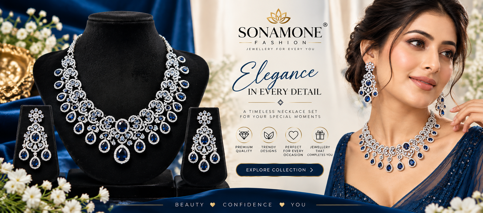 Sonamone Fashion blue necklace collection
