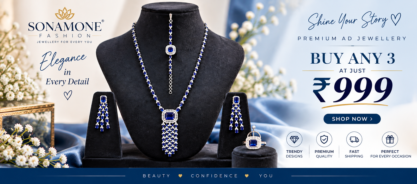 Sonamone Fashion necklace collection at 999 rupees